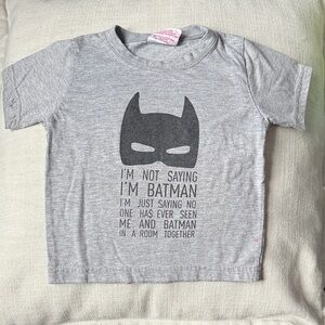 Indigo Gray Short Sleeve Tee with Batman Graphic